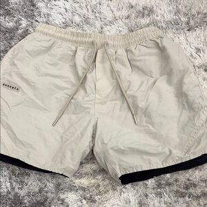 YoungLA Men's Athletic Drawstring Shorts - Cream with Black Trim